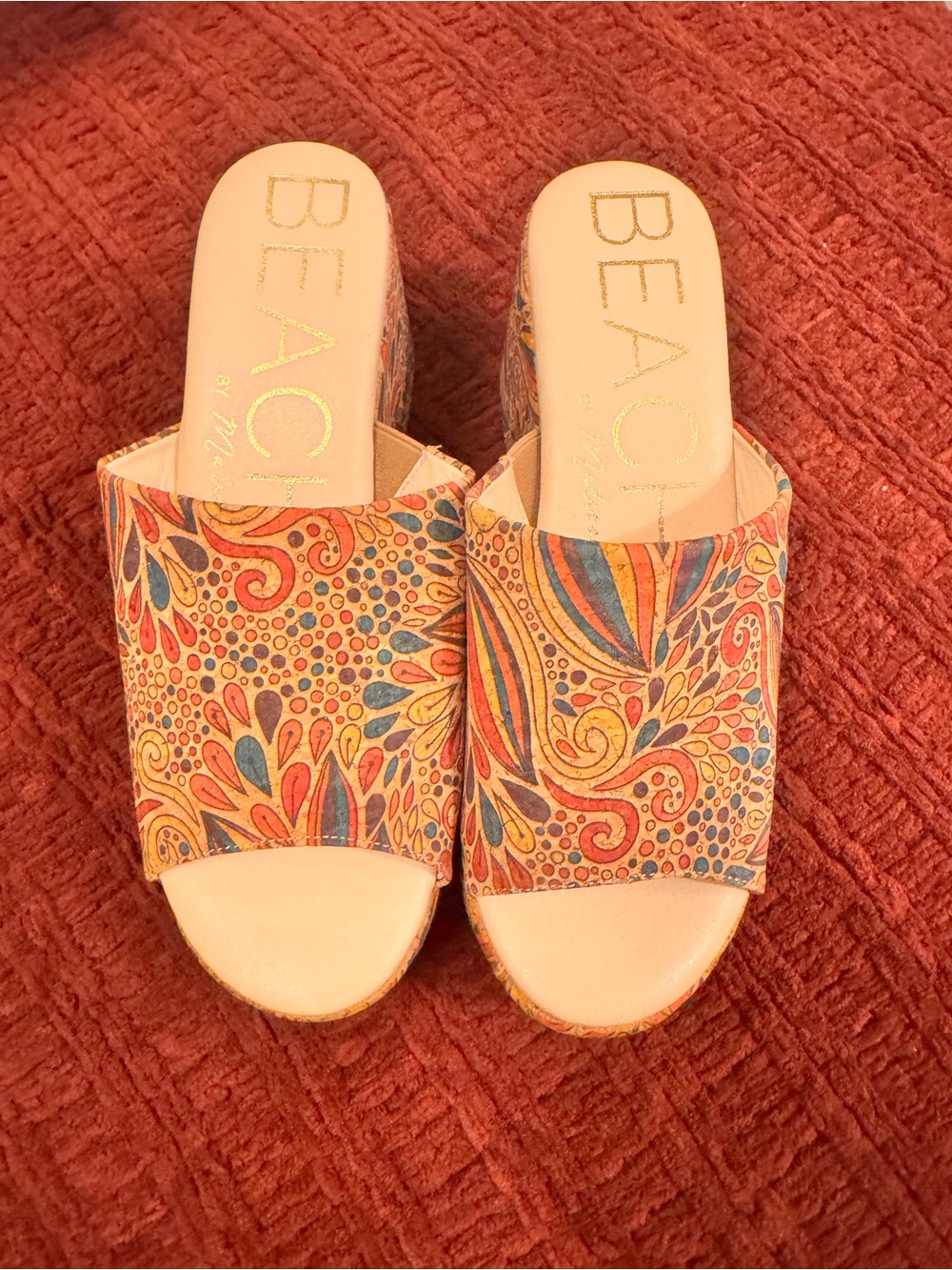 Patterned Multicolor Platform Slide Sandals - Picture 3 of 7